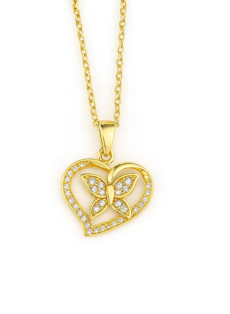 فلافي عقد نسائي بدلاية قلب وفراشة مرصعة بالكريستال – لمسة راقية - Image 3
