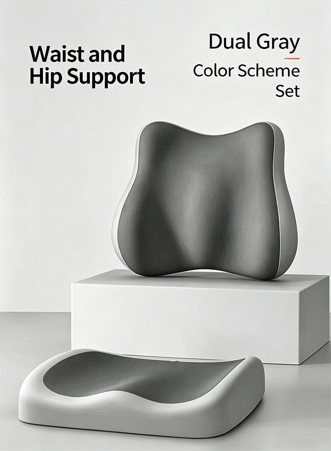 Memory Foam Seat Cushion & Lumbar Support Pillow for Office Chair  Car Ergonomic Sciatica Pain Relief Cushion for Tailbone Back & Posture Support Non Slip Chair Pad for Wheelchair  Travel - Image 1
