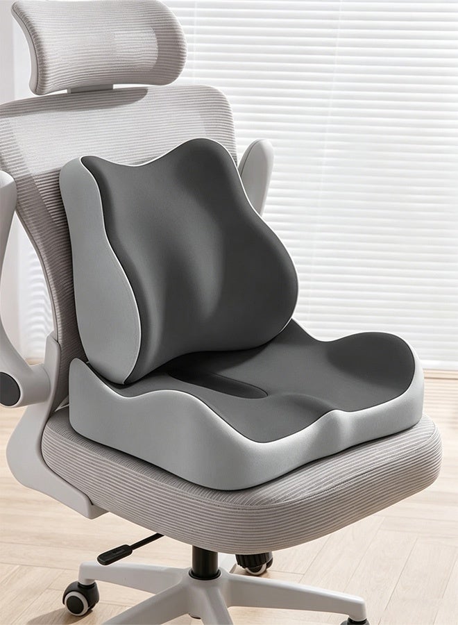 Memory Foam Seat Cushion & Lumbar Support Pillow for Office Chair  Car Ergonomic Sciatica Pain Relief Cushion for Tailbone Back & Posture Support Non Slip Chair Pad for Wheelchair  Travel - Image 2