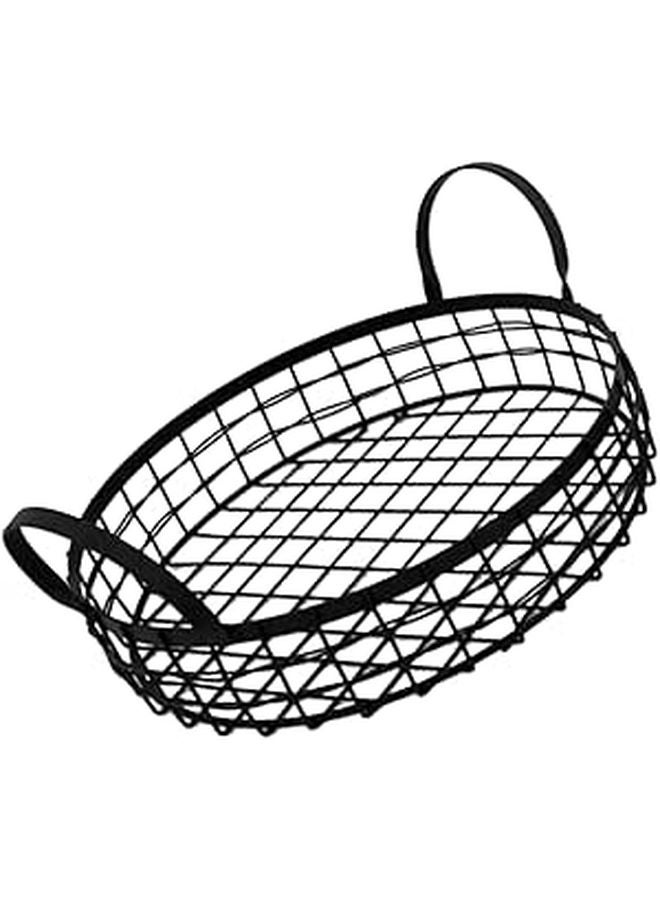 Vintage Metal Countertop Basket With Handle Hollow Design For Fruit Snacks Storage - Image 1
