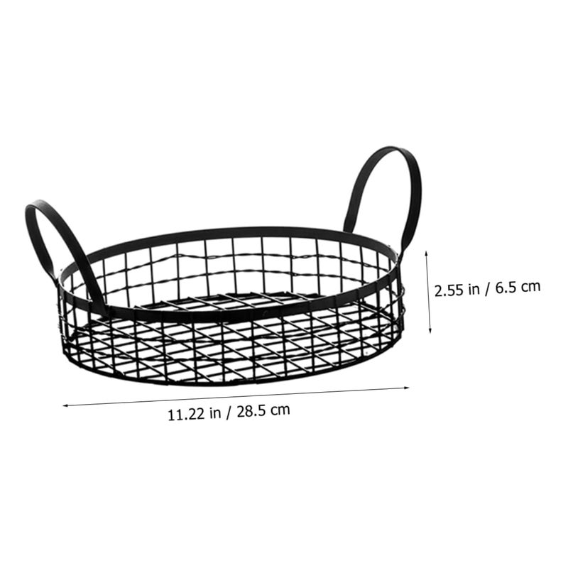 Vintage Metal Countertop Basket With Handle Hollow Design For Fruit Snacks Storage - Image 3