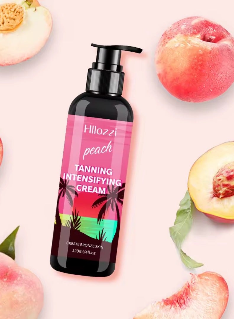 Hllozzi 120ml Peach Tanning Intensifying Cream for Men and Women Create Bronze Skin Extreme Intensive Tanning Soft Gel Tanning Lotion Accelerator Tanning Cream Self Tanner Cream for Skin Tanning Sunless Tanner - Image 2