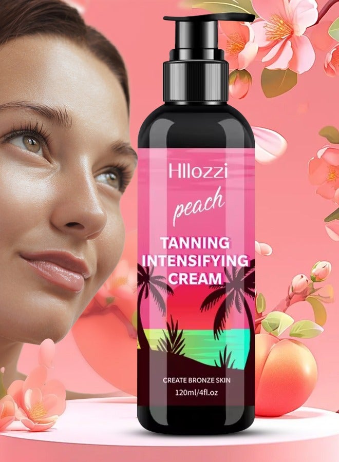 Hllozzi 120ml Peach Tanning Intensifying Cream for Men and Women Create Bronze Skin Extreme Intensive Tanning Soft Gel Tanning Lotion Accelerator Tanning Cream Self Tanner Cream for Skin Tanning Sunless Tanner - Image 1