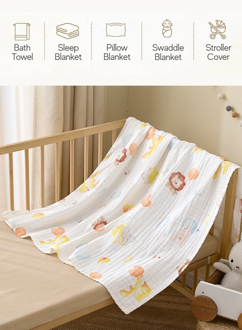 110*110cm Enlarged Super Soft Thickened Baby Bath Towel Baby Pure Cotton Bath Towels Unisex Newborn Baby Bath Towel 6-Layer Muslin Cotton Infant Blanket Toddlers Shower Bath Towels Super Absorb  - Image 2
