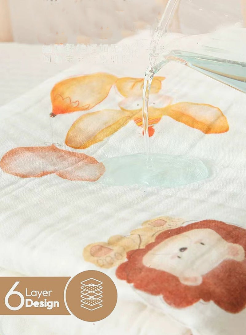110*110cm Enlarged Super Soft Thickened Baby Bath Towel Baby Pure Cotton Bath Towels Unisex Newborn Baby Bath Towel 6-Layer Muslin Cotton Infant Blanket Toddlers Shower Bath Towels Super Absorb  - Image 5