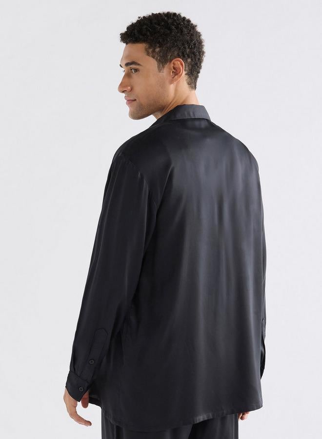 سبلاش فيڤ قميص سادة بقصة عادية وياقة كامب وأكمام طويلة - Image 3