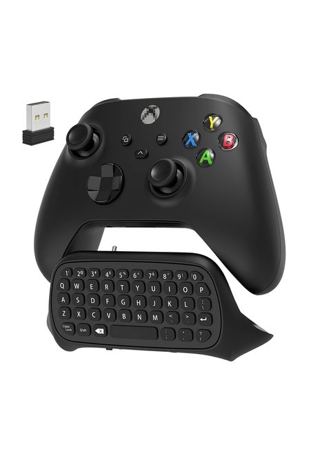Controller Keyboard for Xbox Series X/S/One/One S, Wireless Gaming Chatpad Message Keypad with USB Receiver, Audio/Headset Jack Game Accessories for Xbox (Controller Not Included),Black
