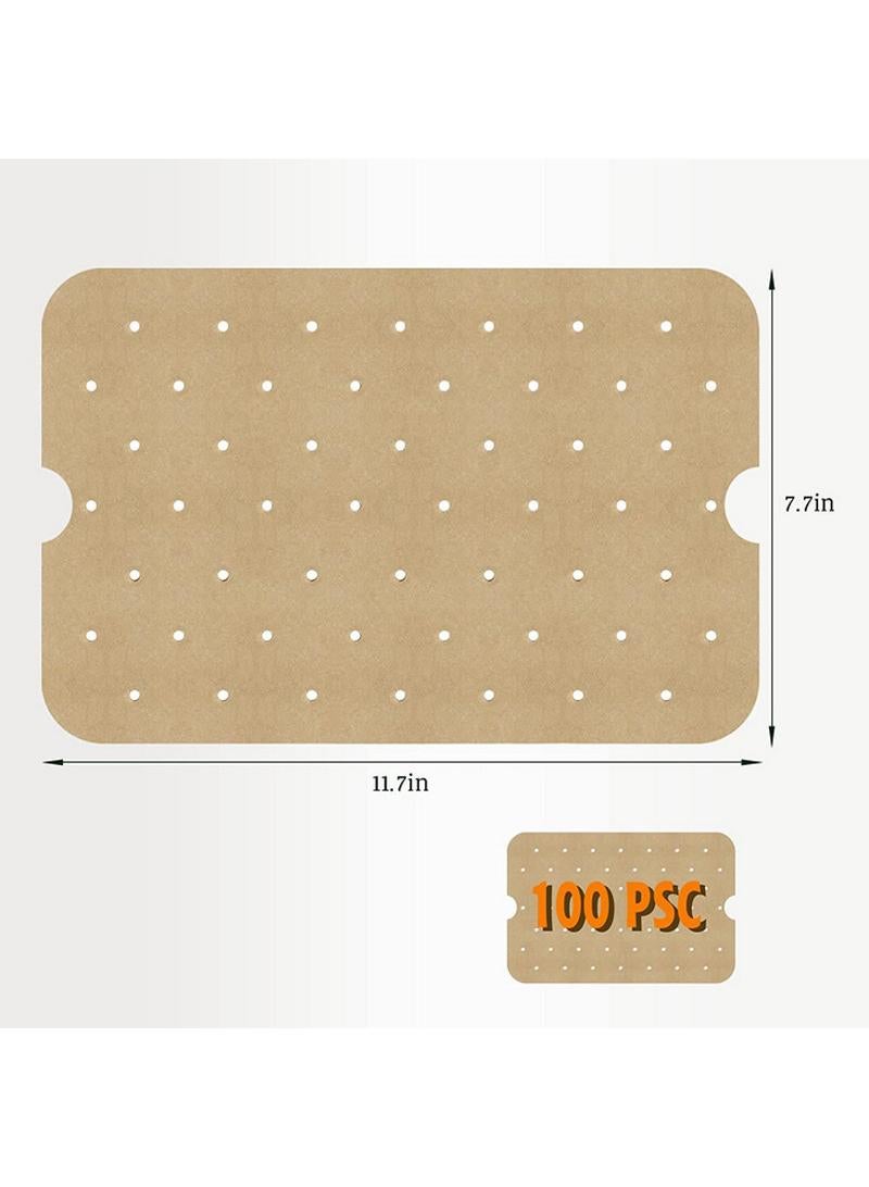general 100 Pieces Of Rounded Concave Edge Air Fryer Disposable Double-Sided Silicone Oil Paper Parchment 11.7X7.7 Inch - Image 1