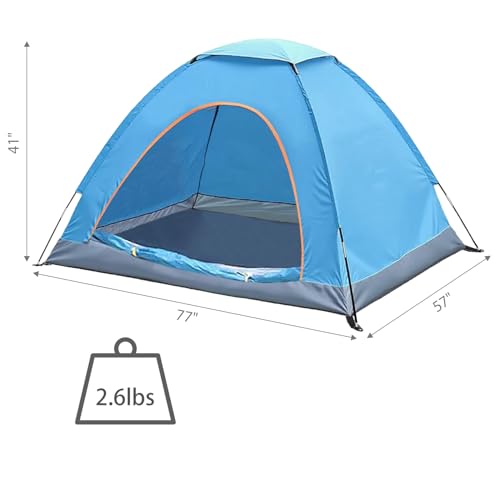 Wind Tour Tent for Camping Lightweight Backpacking Tent with Rain Fly Waterproof Windproof Easy Setup Portable Carry Bag for Hiking Beach Outdoor Adventures Blue - Image 3