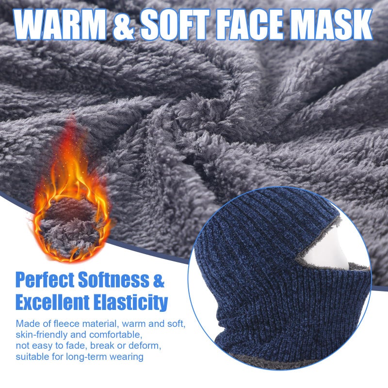 Jeere 2 Pcs Winter Ski Mask for Kids Face Cover Knitted Balaclava Ski Plush Mask for Boys Outdoor Sport Bike Cycling(Black and Navy Blue) - Image 4
