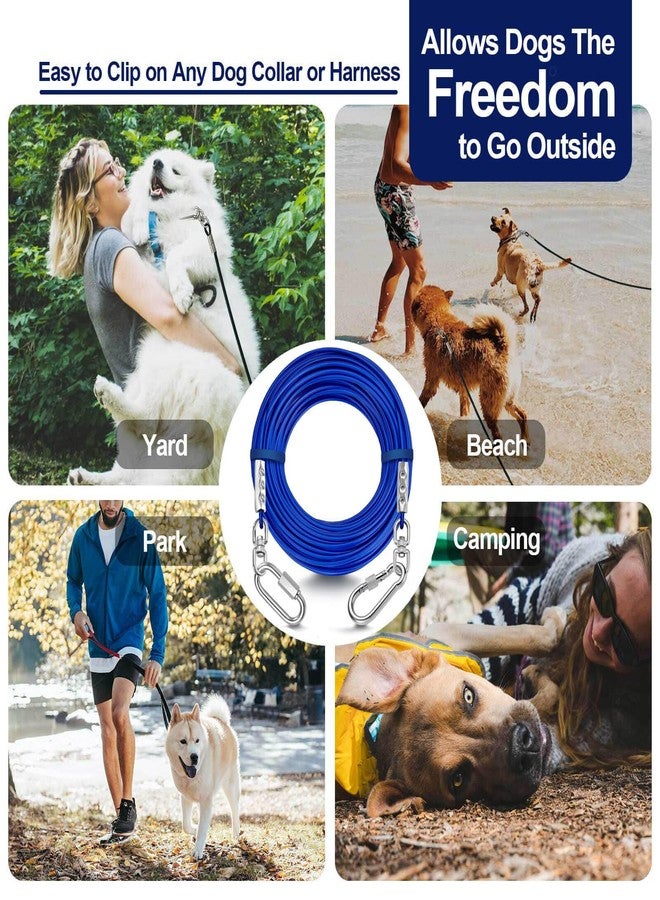 WATFOON Dog Leads for Yard 35ft 45ft 55ft 65ft 75ft Tie Out Cable Runner Steel Tie-Out Heavy Duty Tether Chew Proof Long Dog Chains for Outside, Camping,Park (Blue, 55ft) - Image 5