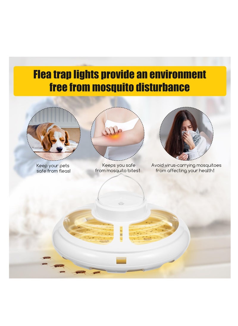 SYOSI - Flea Traps for Inside Your Home, Flea Trap with 10 Flying Insect Trap Sticky Refill Discs & 2 LED Light Modes, Harmless & Friendly to Pets & Kids Pest Trapper for Fleas, Flies, Mosquitoes (1 Pack) - Image 1