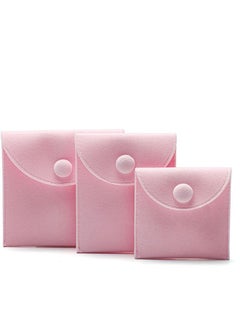 3-Piece Velvet Jewelry Pouch Storage Bags, 3 Sizes Portable Jewelry Gift Bag With Snap Button, for Rings Bracelets Necklaces Earrings Packing(Pink)