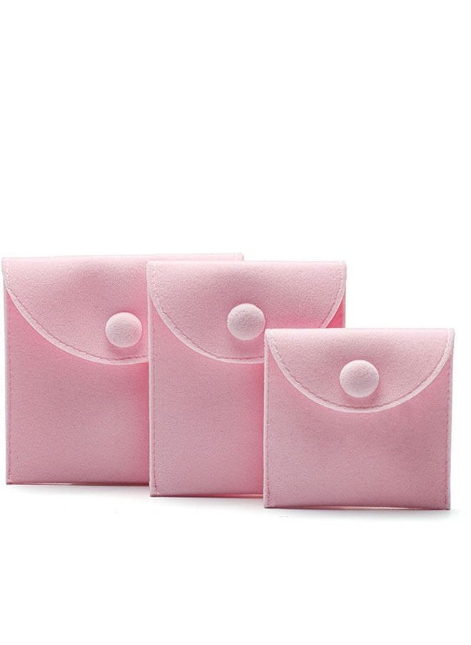Ant - 3-Piece Velvet Jewelry Pouch Storage Bags, 3 Sizes Portable Jewelry Gift Bag With Snap Button, for Rings Bracelets Necklaces Earrings Packing(Pink) - Image 1