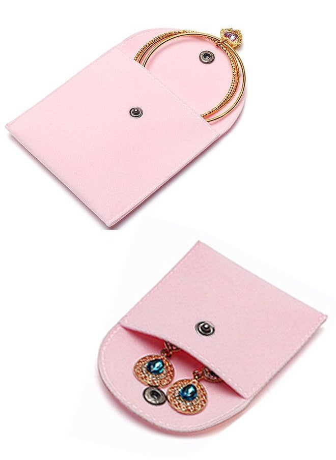Ant - 3-Piece Velvet Jewelry Pouch Storage Bags, 3 Sizes Portable Jewelry Gift Bag With Snap Button, for Rings Bracelets Necklaces Earrings Packing(Pink) - Image 1