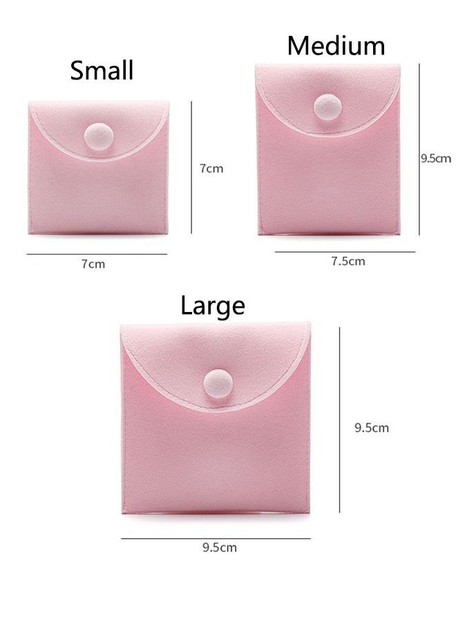 Ant - 3-Piece Velvet Jewelry Pouch Storage Bags, 3 Sizes Portable Jewelry Gift Bag With Snap Button, for Rings Bracelets Necklaces Earrings Packing(Pink) - Image 1