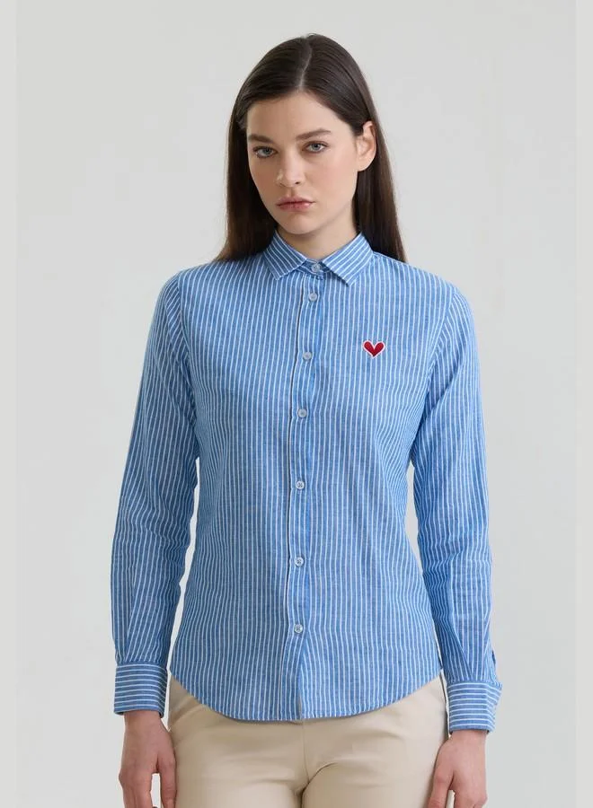 FELIX HARDY Women's Cotton Linen Blend Long Sleeve Blouse Shirt