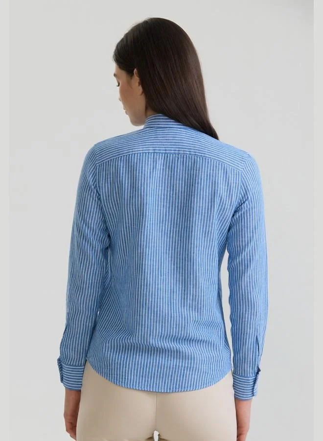 FELIX HARDY Women's Cotton Linen Blend Long Sleeve Blouse Shirt