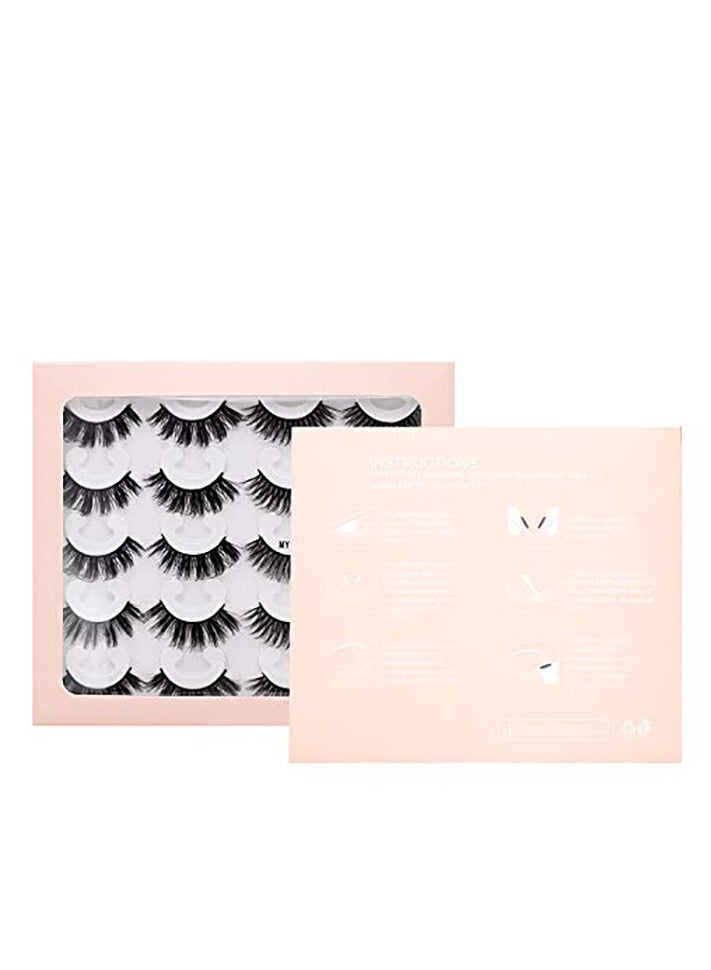 Excefore 10pair Mink Eyelashes 15mm Lashes Fluffy Messy 3D False Eyelashes Dramatic Long Natural Lashes Makeup Mink Lashes - Image 3