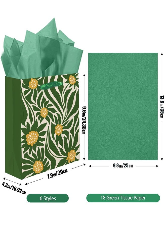 qiqee 7.9"x4.3"x9.6" 24PCS Clash Flowers Paper Gift Bags with Tissue Paper Handles Medium Size Bags（48pcs Tissue Paper ） - Image 5