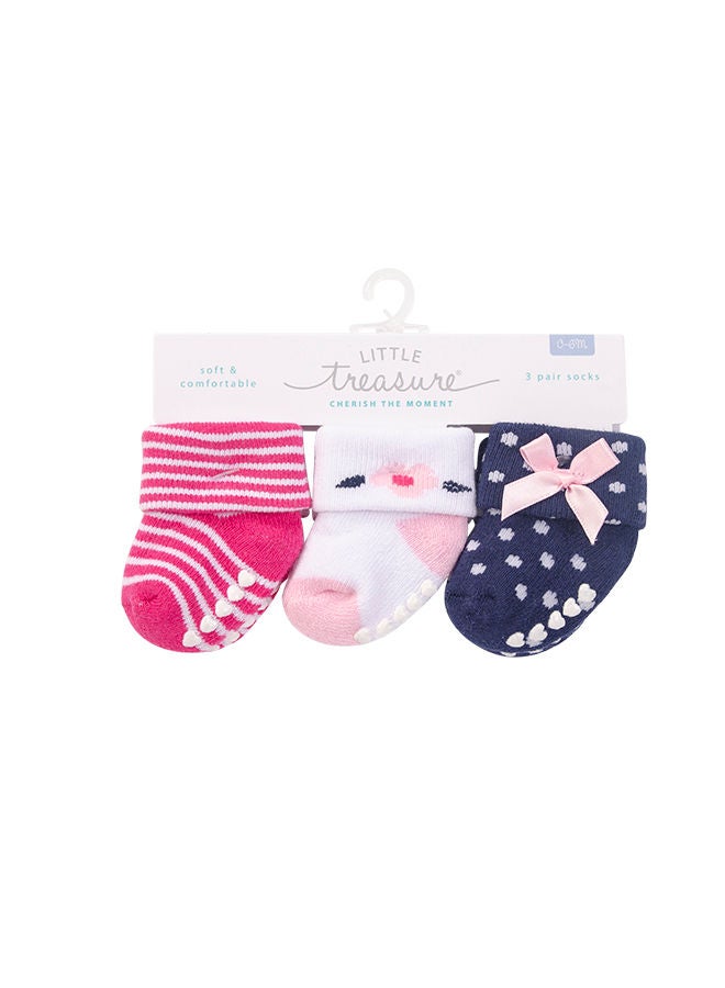 Little Treasure Baby Terry Socks With Non-Skid 3 Piece Polished  - Image 2