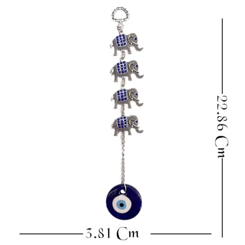 DT DECTONE Handmade Evil Eye Wall Hanging 4 Elephant Design Nazar Battu Turkish Feng Shui Vastu Item Home Decor Ornament Negative Energy Protection - Image 3