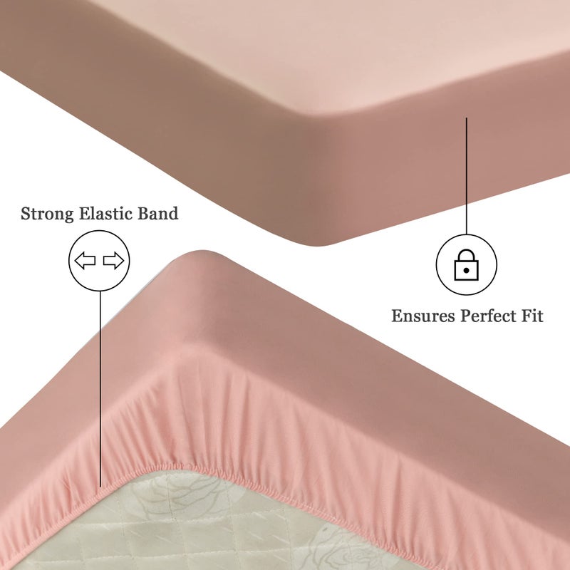 Sufdari Full Size Mattress Protector Waterproof Mattress Protector Fitted Sheet Style Mattress Cover with 18"" Deep Pocket Washable and Comfortable-Light Pink Full - Image 4