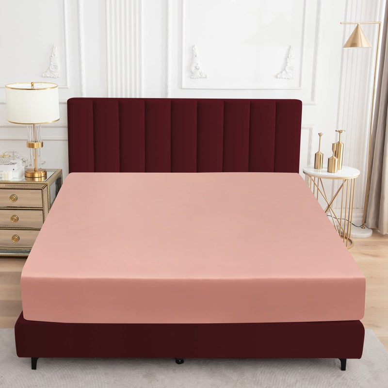 Sufdari Full Size Mattress Protector Waterproof Mattress Protector Fitted Sheet Style Mattress Cover with 18"" Deep Pocket Washable and Comfortable-Light Pink Full - Image 3