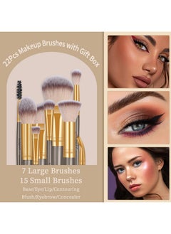 MAGEFY Makeup Brushes 22 Pcs Make Up Brushes Premium Synthetic Makeup Brushes Set Professional Face Powder Blush Pointed Eyeshadow Blending Brush Kit(Champagne)  - Image 3