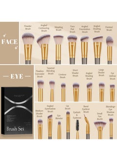 MAGEFY Makeup Brushes 22 Pcs Make Up Brushes Premium Synthetic Makeup Brushes Set Professional Face Powder Blush Pointed Eyeshadow Blending Brush Kit(Champagne)  - Image 5