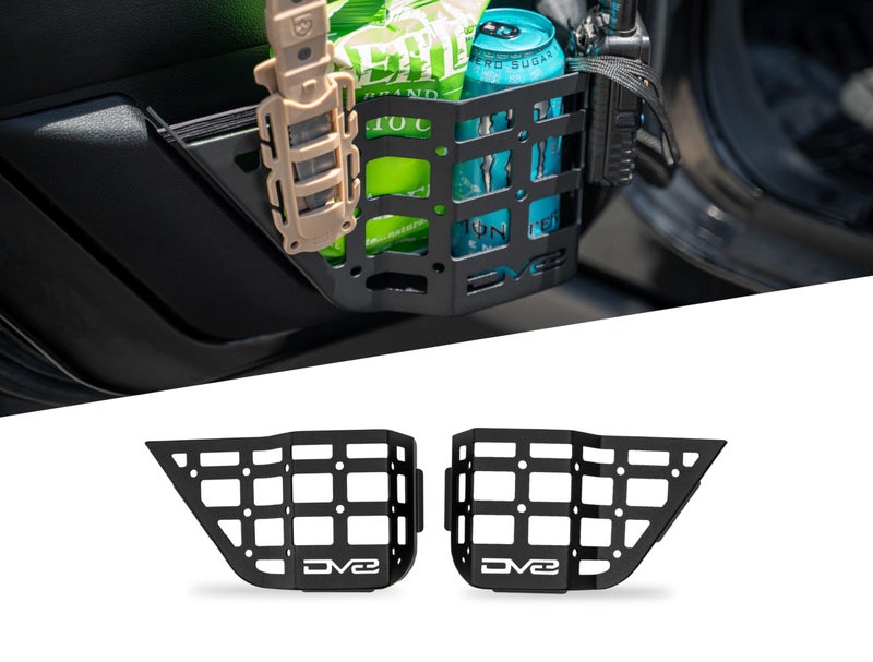 DV8 Offroad Rear Door Pocket Molle Panels for 2011-2018 Jeep Wrangler JK | Replaces The Weak Factory Netting | Molle Panel Design for Multiple Mounting Solutions | Water Bottle Storage | Sold as a Pair - Image 1