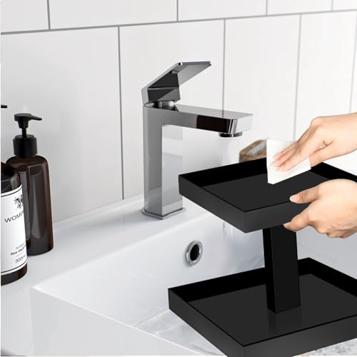 YAGELI Black Perfume Organizer for Men - 2 Tier Acrylic Cologne Rack Organizer for Men, Rectangular Vanity Storage with Sturdy Design, Space Saver for Bathroom & Bedroom - Image 5