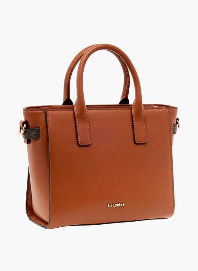 لو كونفورت Women Monogram Print Tote Bag with Zip Closure and Handles