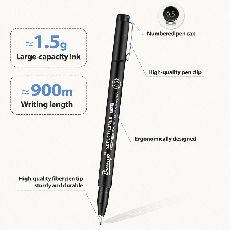 Bianyo Bianyo Micro Drawing Pens Art Supplies  10 Assorted Art Pens  2 Black Art Markers Upgraded Pigment WaterResistant Archival Ink Bonus Pouch Bag  Perfect for Artists Crafters  - Image 2