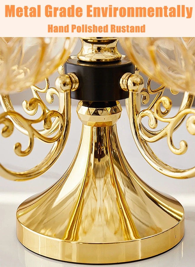 طبق فاكهة دوار متعدد الطبقات، طبق وجبات خفيفة لتنظيم الحلوى والفواكه والمكسرات والوجبات الخفيفة، منظم طاولة لتزيين الطاولة، صندوق وجبات خفيفة وحاوية ديلي للحفلات والترفيه (ذهبي) - Image 5