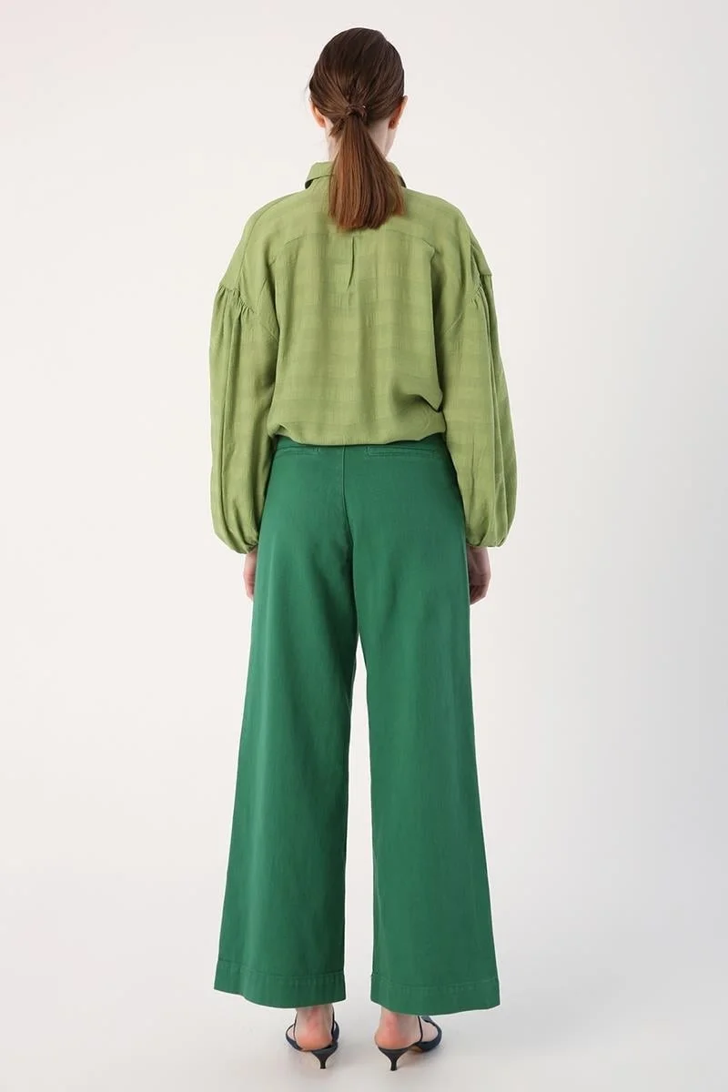 Allday GREEN-100% Cotton Wide Leg Pocket Trousers