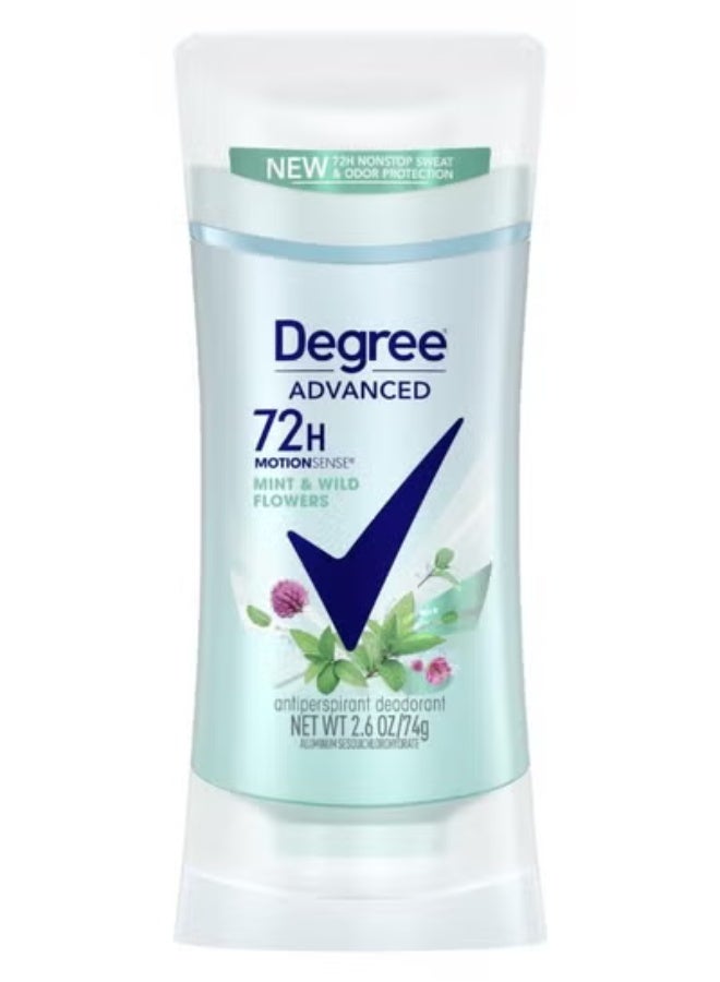 Degree 2 Pcs Degree Advanced, 72H MotionSense Mint & Wild Flowers Antiperspirant Deodorant 74 Grams - Image 1
