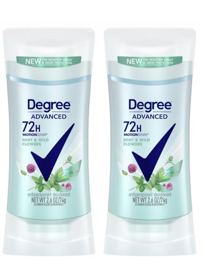 Degree 2 Pcs Degree Advanced, 72H MotionSense Mint & Wild Flowers Antiperspirant Deodorant 74 Grams - Image 4