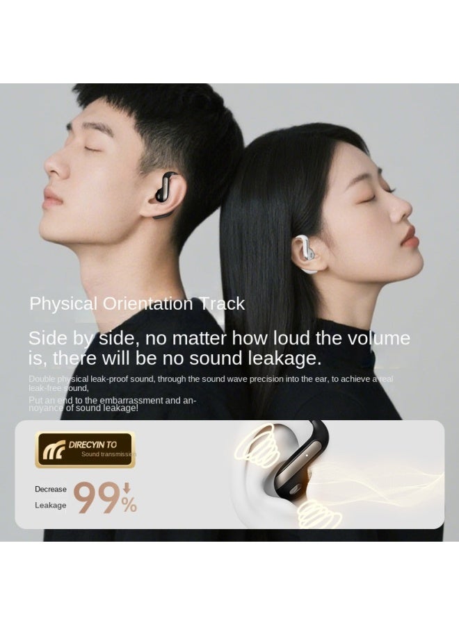 New Ai Smart Bluetooth Earphones Semi-in-ear Open-ear Hook Yj-55 Sports Real-time Translation Faux Leather Texture - Image 3