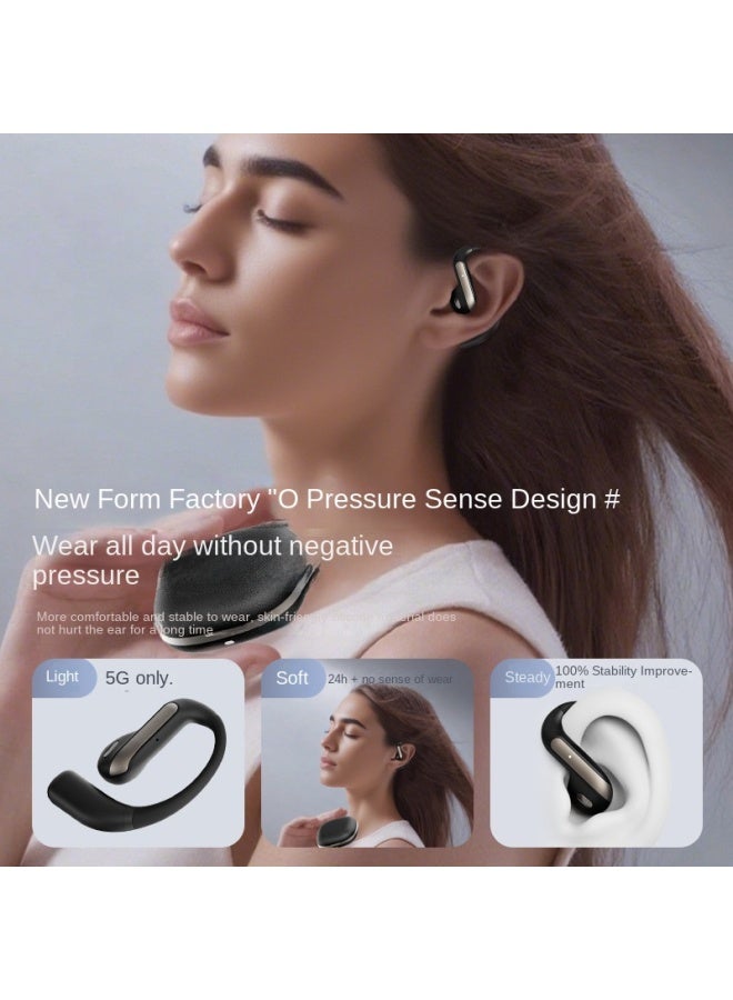 New Ai Smart Bluetooth Earphones Semi-in-ear Open-ear Hook Yj-55 Sports Real-time Translation Faux Leather Texture - Image 2