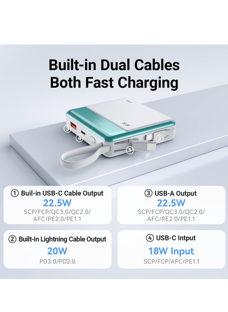 zime زين E48 بنك الطاقة، شاحن محمول سريع الشحن بقوة 22.5 واط مع موصل مدمج وكابل USB-C، 1 USB-C، 1 USB-A، بطارية بسعة 20,000 مللي أمبير لهواتف آيفون 16/15/14/13 وسامسونج، هواوي - Image 4