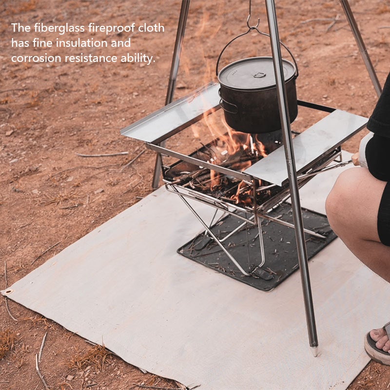 Fireproof Cloth: Khaki Size S Premium Fiberglass Construction - Reinforced Hardware Anti-Slip Design Multifunctional Fireproof Mat for Outdoor Barbecue Use - Image 2