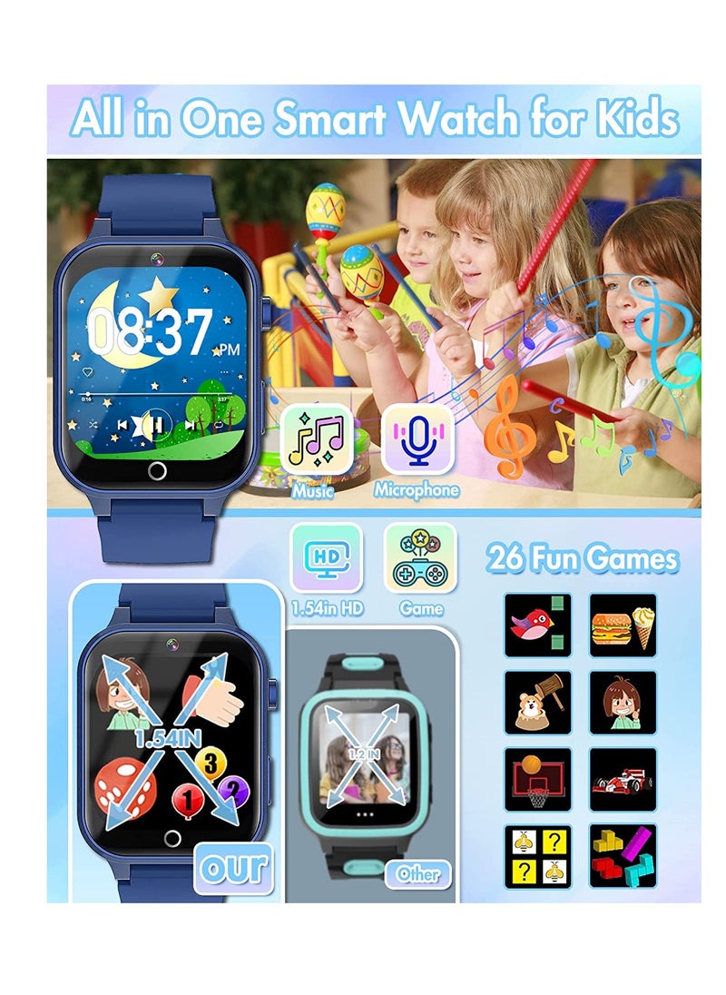 Generic - Smart Watch for 4-12 Year-old Kids, Comes with Video, Camera, Music Player Functions and 26 Games (Blue) - Image 1