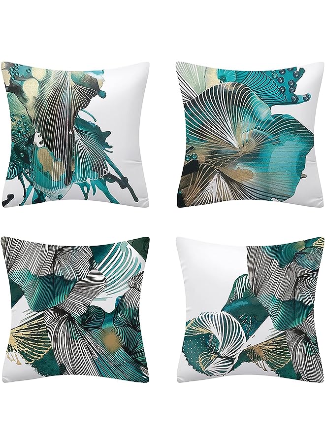 SYOSI Pcs Butterfly Cushion Covers, SYOSI Turquoise Hand-painted Abstract Pillow Covers, Blue Square Throw Pillowcase with Invisible Zipper for Sofa & Couch 45 cm x 45 cm - Image 1