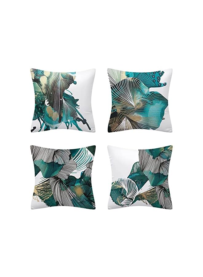 SYOSI Pcs Butterfly Cushion Covers, SYOSI Turquoise Hand-painted Abstract Pillow Covers, Blue Square Throw Pillowcase with Invisible Zipper for Sofa & Couch 45 cm x 45 cm - Image 2