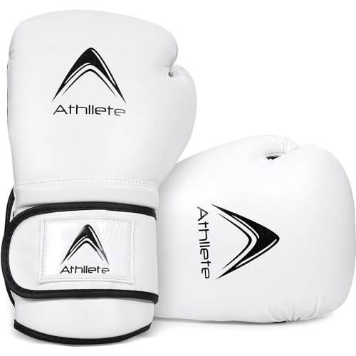 Athllete Men's Boxing Gloves, 12oz Black/White, Sparring & Heavy Bag Training - Image 1