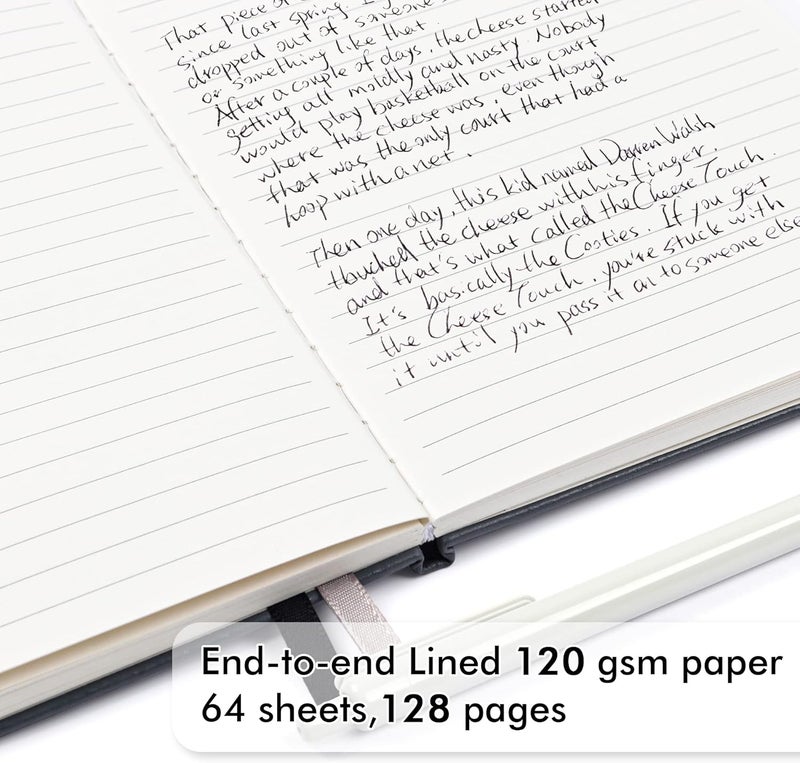 Feela 3 Pack Notebooks Journals Bulk with 3 Black Pens, A5 Hardcover Notebook Classic Ruled Lined Journal Set with Pen Holder for Work Business Journaling Note Taking, 120 GSM, 5.1”x8.3”, Gray - Image 3