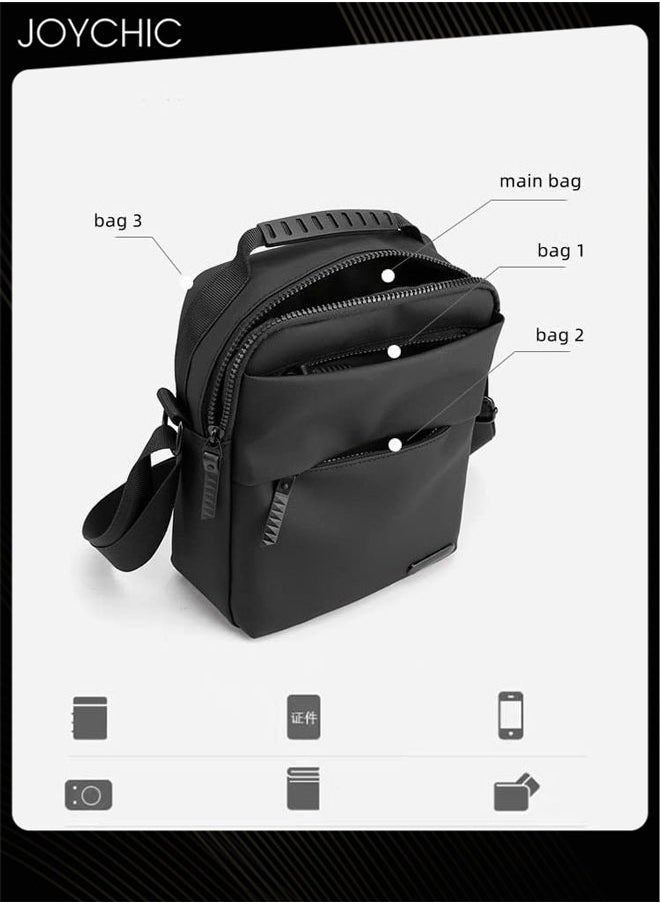 Joychic Trendy Nylon Waterproof Men Crossbody Bag Portable Shoulder Bag Casual Daypack with Adjustable Straps for Business Travel Cycling Black  - Image 4