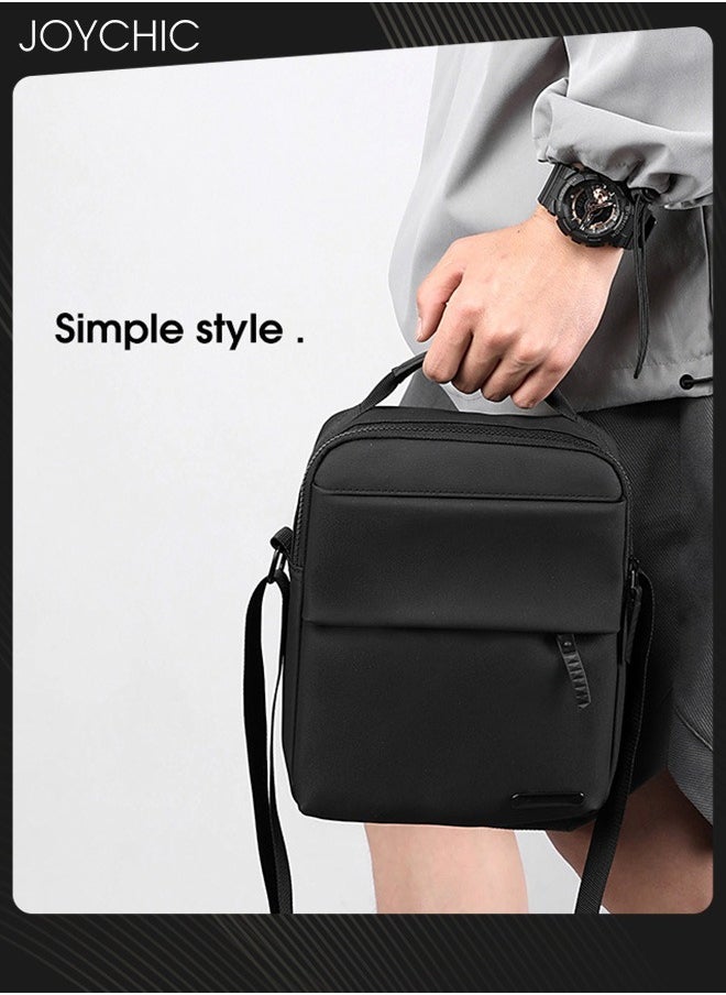 Joychic Trendy Nylon Waterproof Men Crossbody Bag Portable Shoulder Bag Casual Daypack with Adjustable Straps for Business Travel Cycling Black  - Image 1