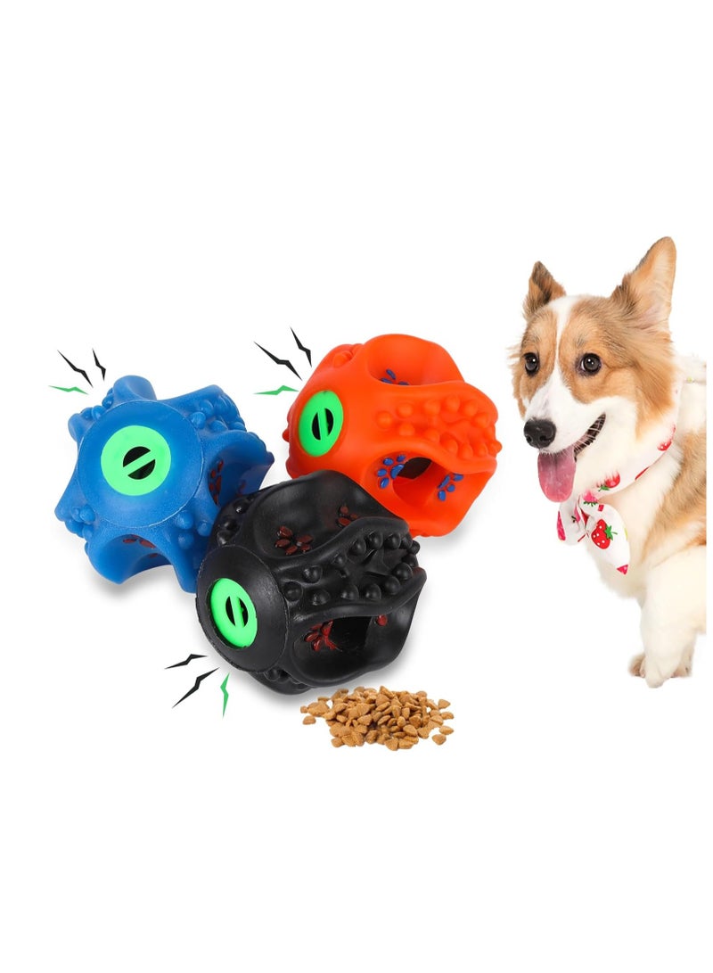Excefore 3Pcs Dog Balls with Sound Giggle Ball for Small, Medium Dogs Interactive Dog Toy Ball Dogs Bouncy Fetch Ball for Boredom Rubber Squeaky Balls Puppy Teeth Cleaning Ball for Pet Fetch Chew Ball Toys - Image 1